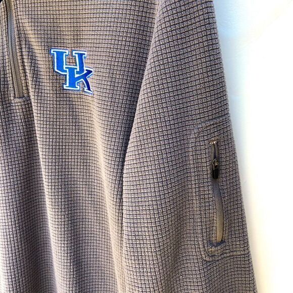 University of Kentucky Uk Gray Textured Long Sleeve Quarter Zip - Picture 3 of 5